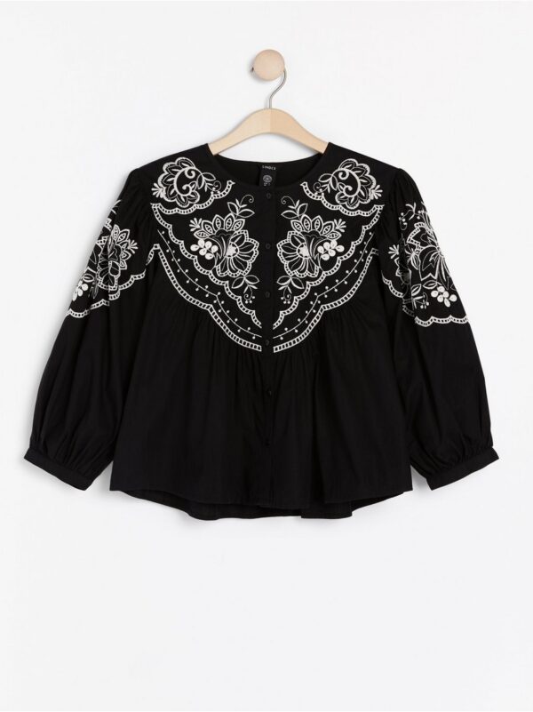 Black blouse with embroidery - 7987512-80