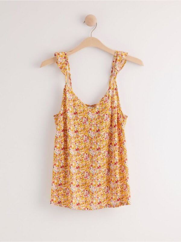Sleeveless floral pyjama top with flounce - 7988057-7487