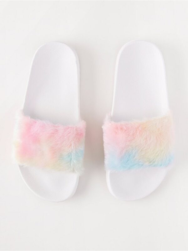 Slip in sandals with fake fur - 7996210-6665
