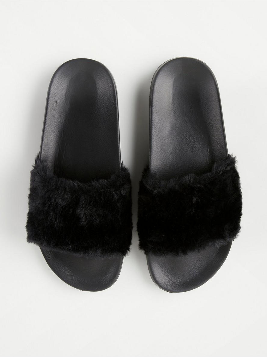 Slip in sandals with fake fur - 7996210-6959