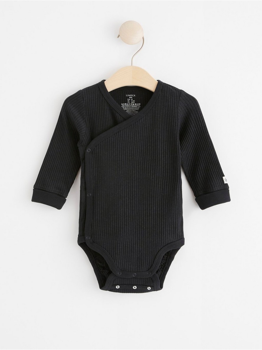 Ribbed wrap bodysuit with long sleeves - 8002778-6959