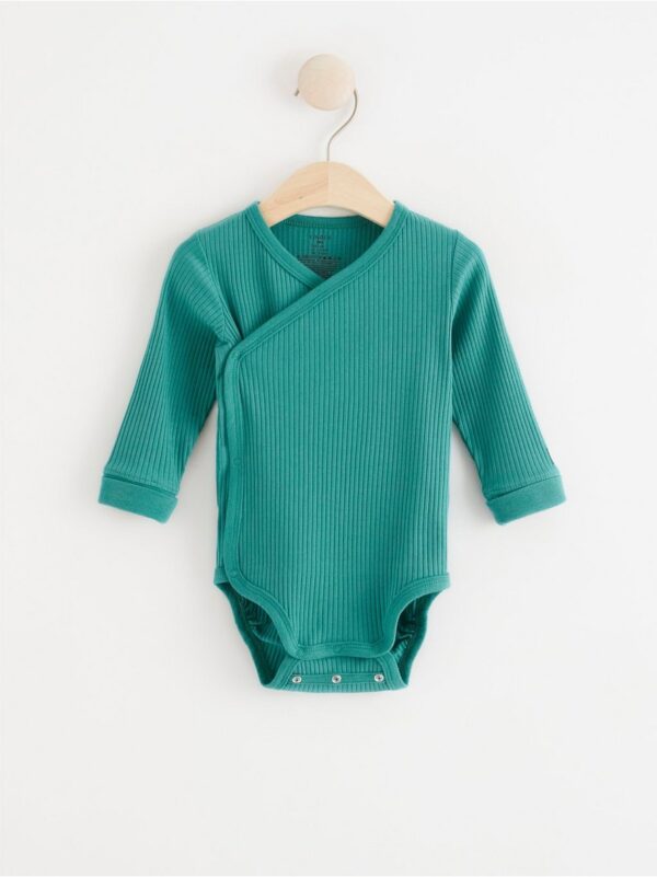 Ribbed wrap bodysuit with long sleeves - 8002778-7397
