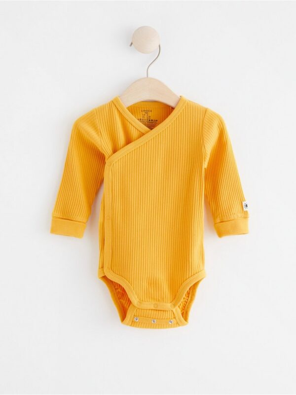 Ribbed wrap bodysuit with long sleeves - 8002778-8557