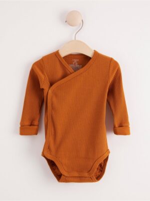 Ribbed wrap bodysuit with long sleeves - 8002778-9437