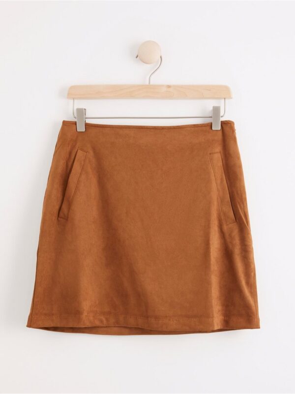 Short brown skirt in suede imitation - 8011065-7708