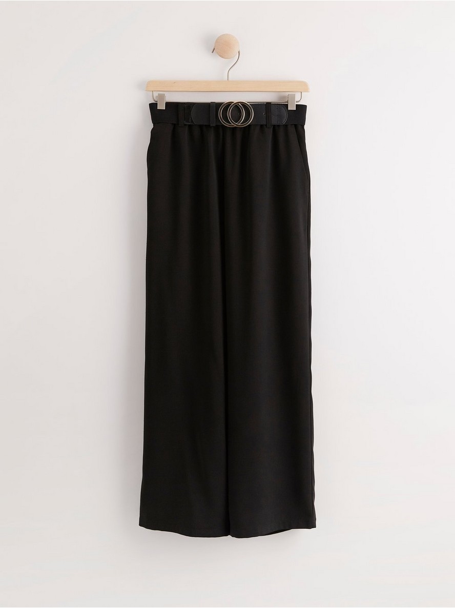 Black wide fit trousers with belt - 8017049-80