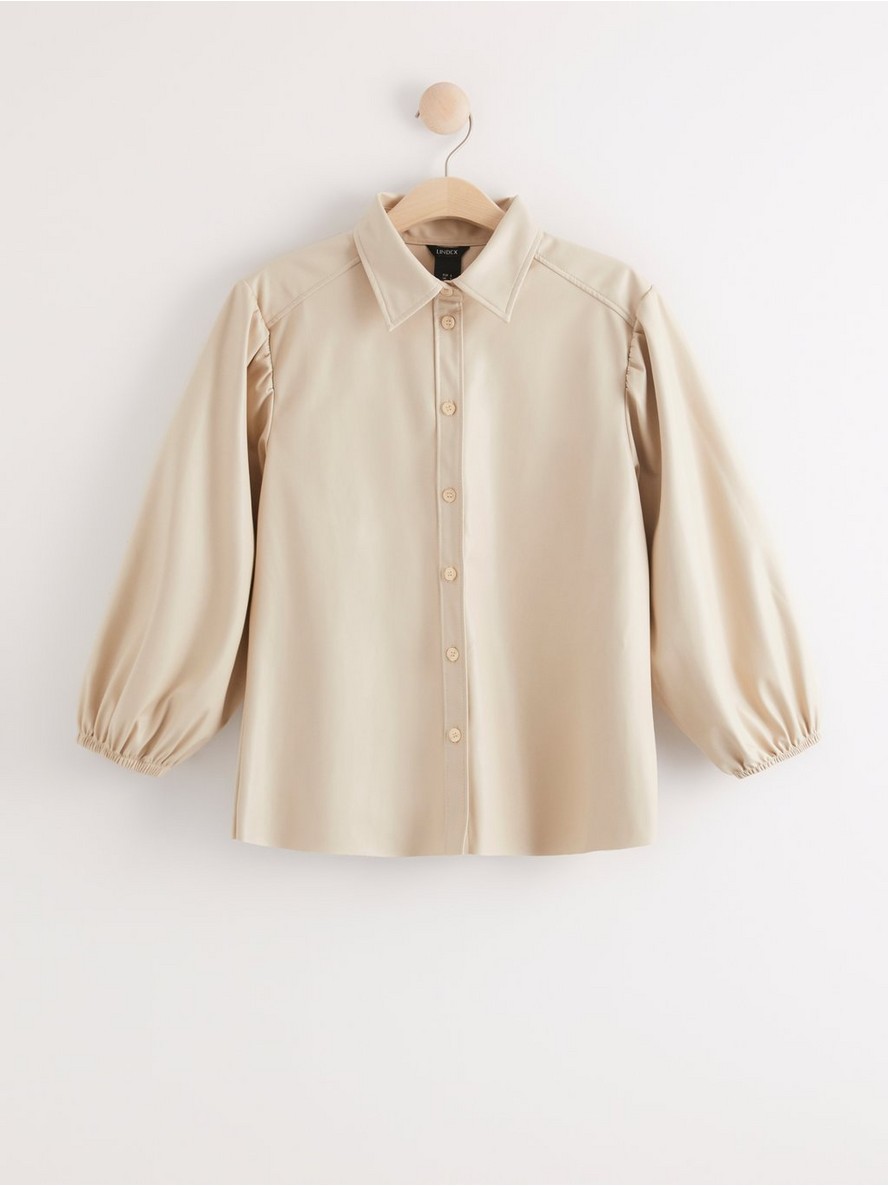 Kosulja – Beige puff sleeve blouse in imitation leather