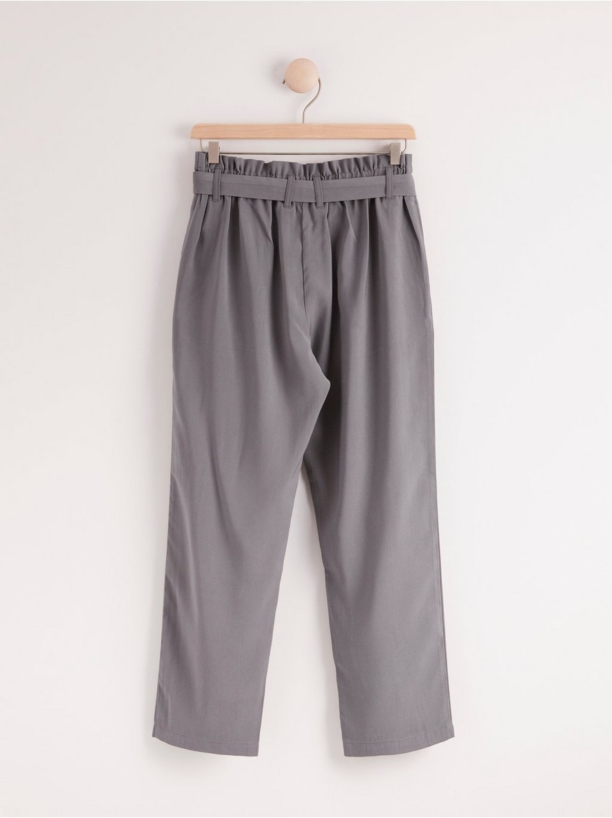 Loose fit grey trousers with tie belt - 8025482-9468
