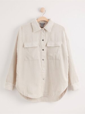 Beige corduroy overshirt - 8026550-7704