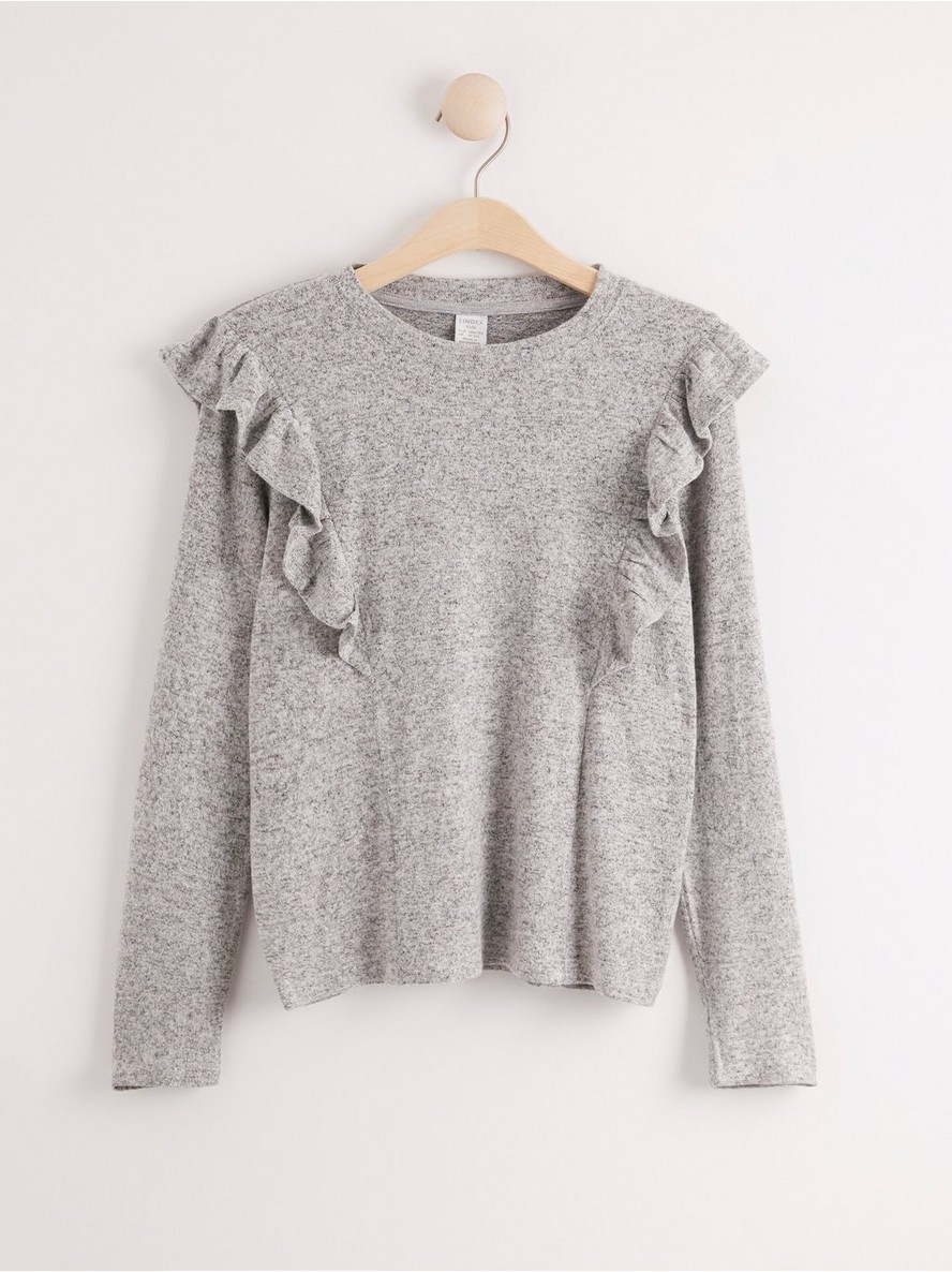 Dzemper – Long sleeve fine-knit top with shoulder frill
