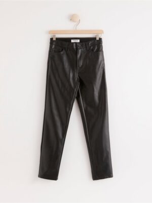 Narrow fit imitation leather trousers - 8040428-80