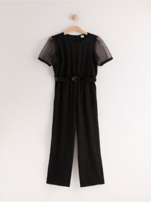 Jumpsuit with organza puff sleeves - 8040429-80