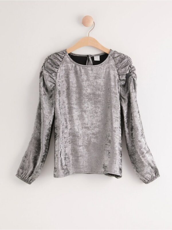 Shiny puff shoulder blouse - 8040431-10