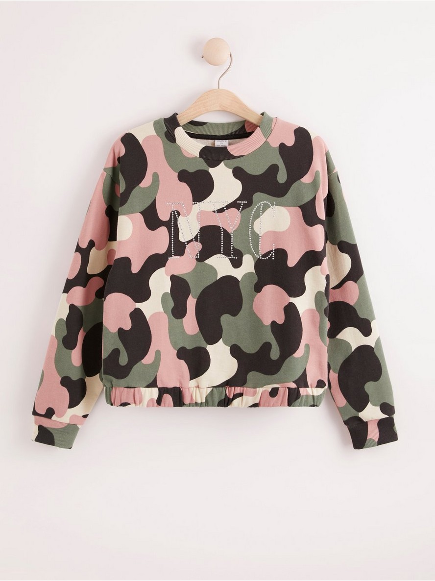 Dzemper – Camouflage sweatshirt with rhinestones
