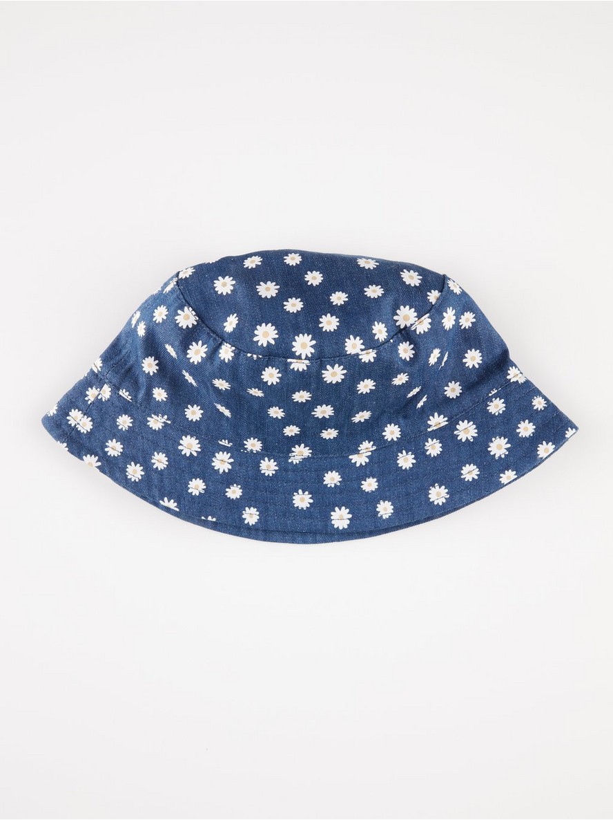 Kapa – Reversible denim bucket hat with daisies