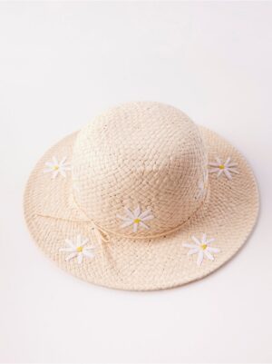 Straw hat with daisies - 8141942-6903