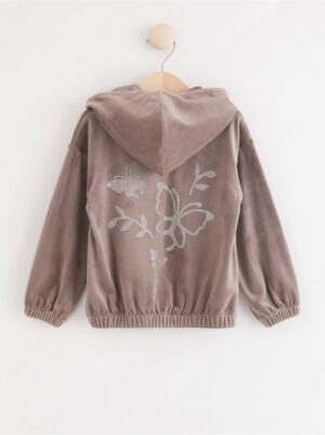 Hoodie with zipper and butterflies - 8172114-6921