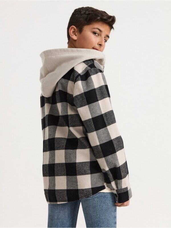 Checked overshirt with hood - 8182301-9928