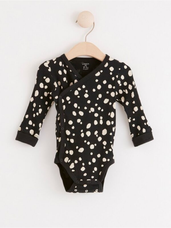 Ribbed wrap bodysuit with dots - 8196592-6959
