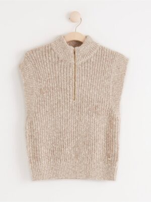 Chunky knit vest with half zip - 8214526-8659