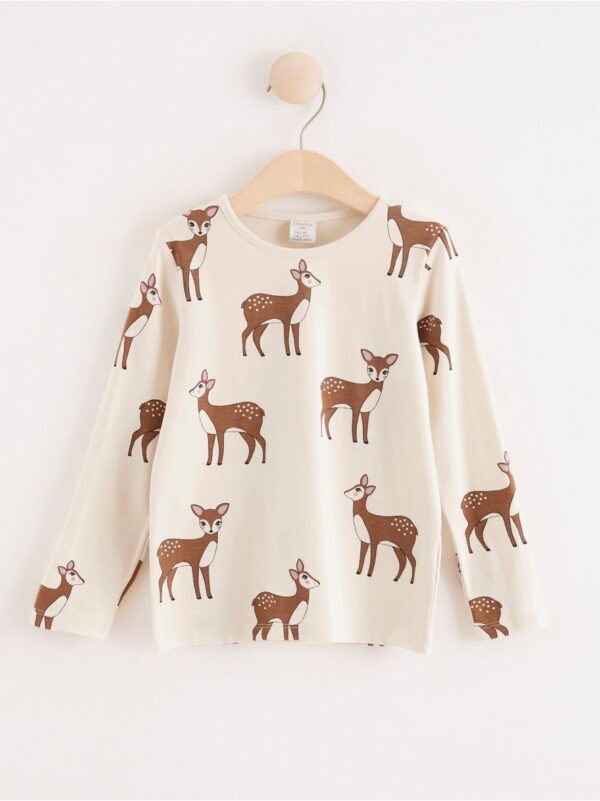 Long sleeve top with deer print - 8228723-1230