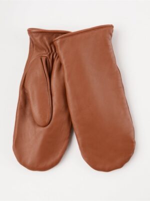 Leather mittens with pile lining - 8232271-261