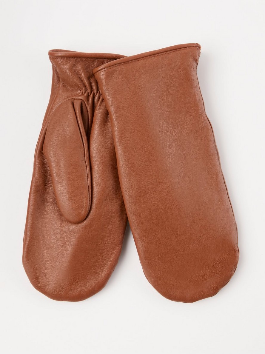 Rukavice – Leather mittens with pile lining
