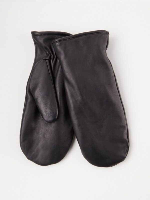 Leather mittens with pile lining - 8232271-80