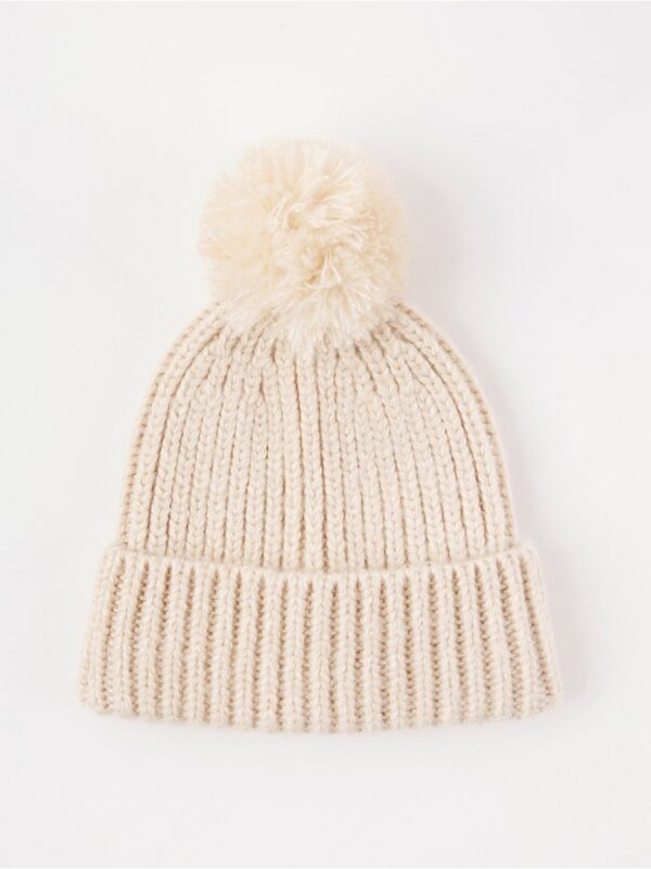 Knitted beanie with pom poms - 8233530-8545