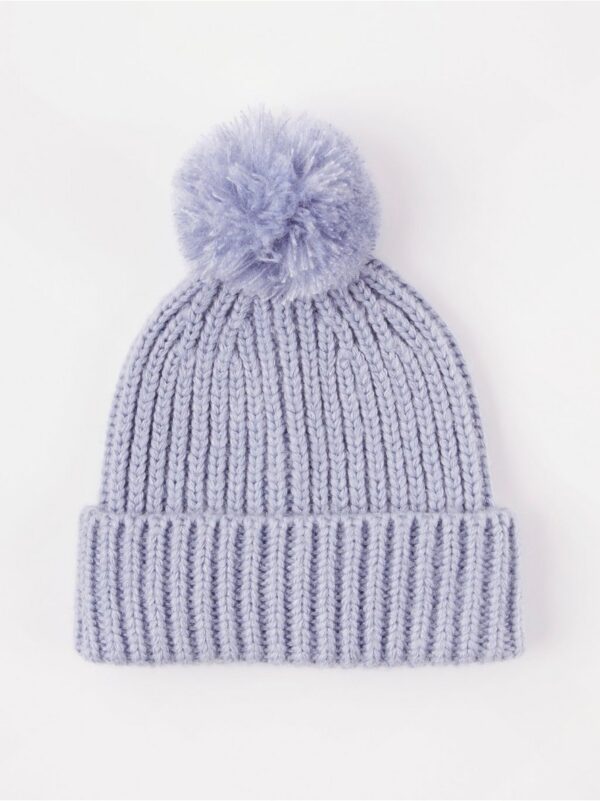 Knitted beanie with pom poms - 8233530-8764