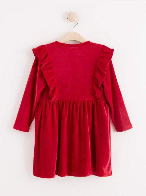 Velour dress with frills - 8238995-7395