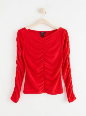 Long sleeve top with gatherings - 8250711-7909