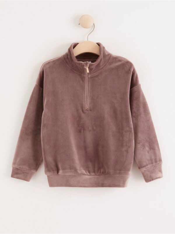 Velour sweater with half zip - 8253406-4671