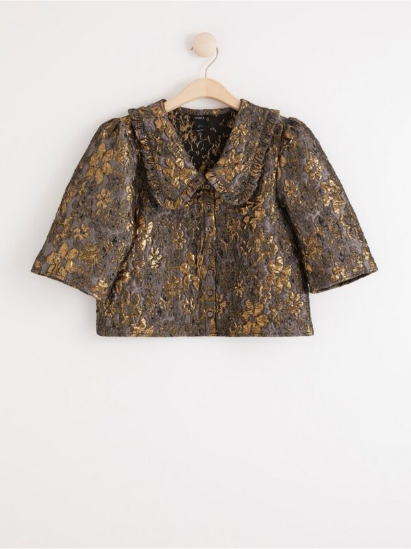 Jacquard blouse with collar - 8253514-80