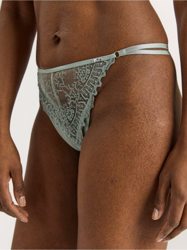 Thong low waist briefs with lace - 8255649-7607
