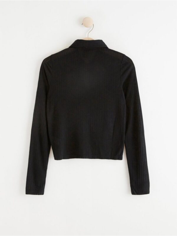 Ribbed long sleeve top with collar - 8262581-80