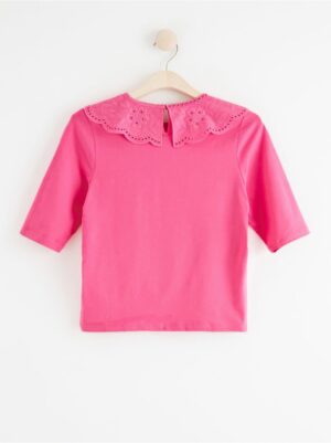Short sleeve top with lace collar - 8266731-7630