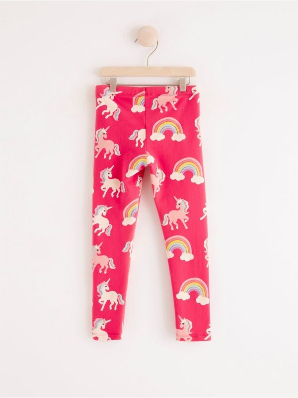 Leggings with brushed inside and unicorns - 8276319-5195