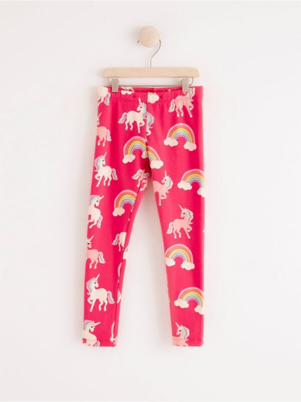 Leggings with brushed inside and unicorns - 8276319-5195