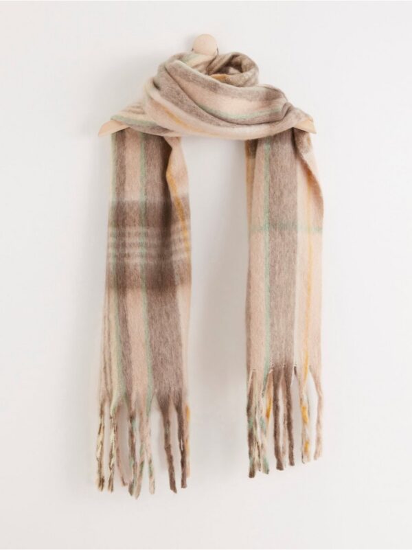 Checked scarf with fringes - 8277922-1218
