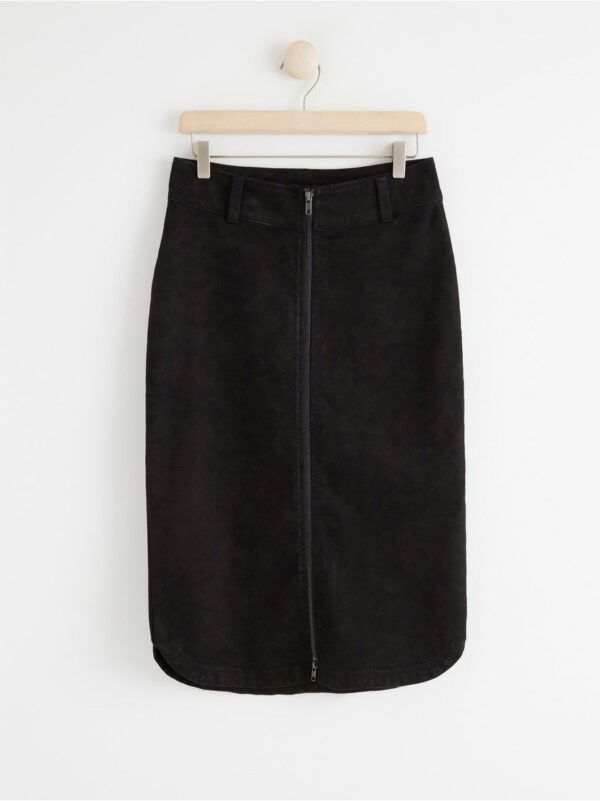 Midi twill skirt with zip - 8291319-80