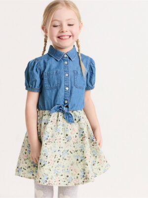 Denim dress with floral skirt - 8291548-9949