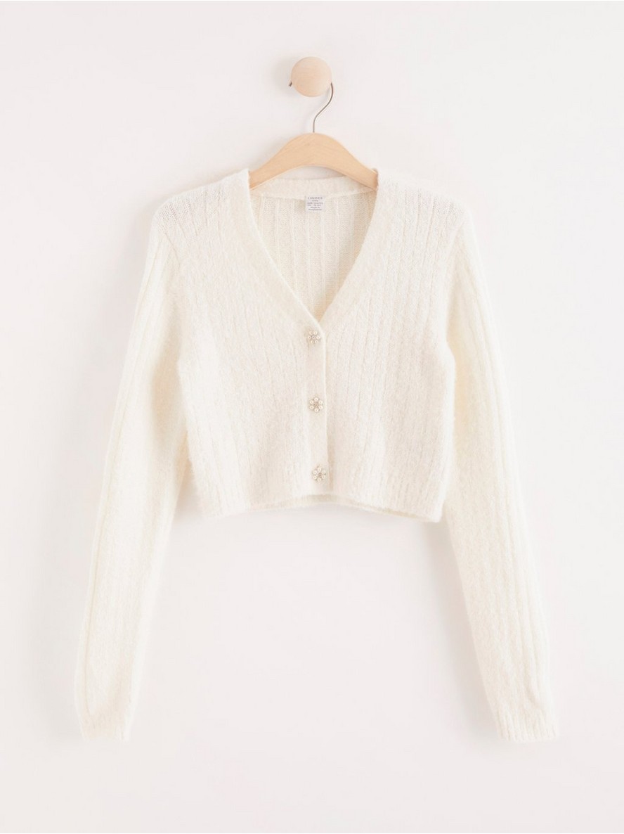 Dzemper – Cropped feather yarn cardigan