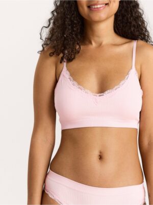 Ribbed soft bra with lace - 8297032-3722