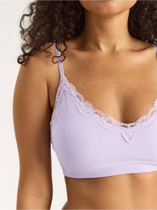 Ribbed soft bra with lace - 8297032-4813