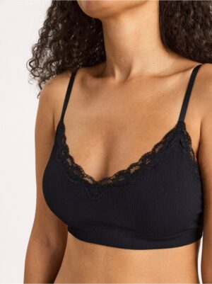 Ribbed soft bra with lace - 8297032-80