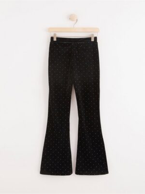 Flared velvet trousers with rhinestones - 8298395-80