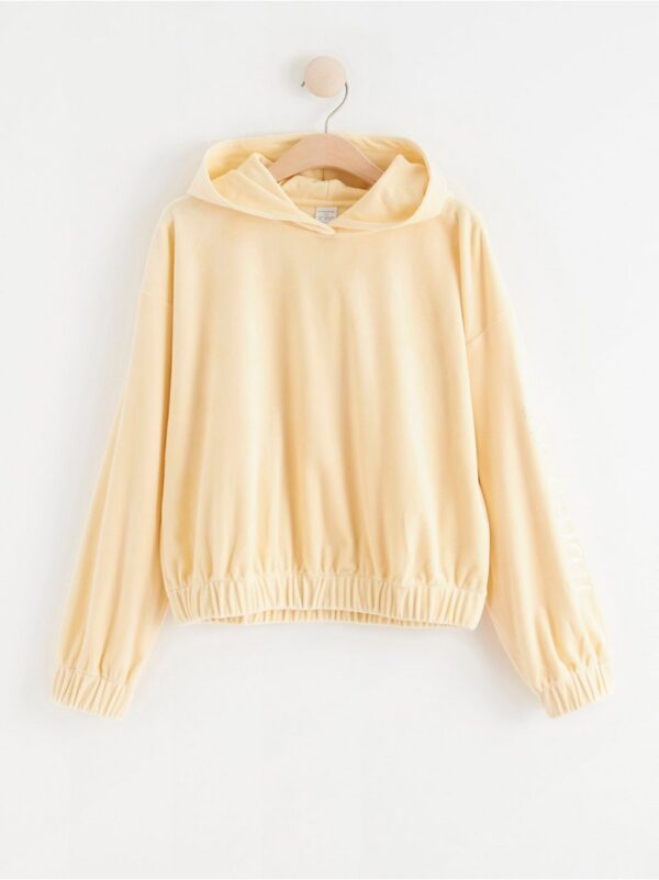 Velour hoodie with rhinestones - 8302534-1877