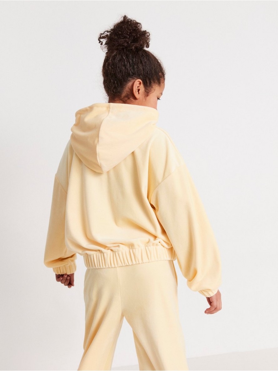 Velour hoodie with rhinestones - 8302534-1877