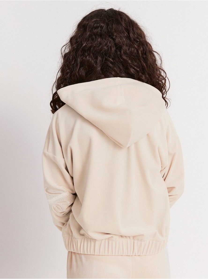 Velour hoodie with rhinestones - 8302534-9923